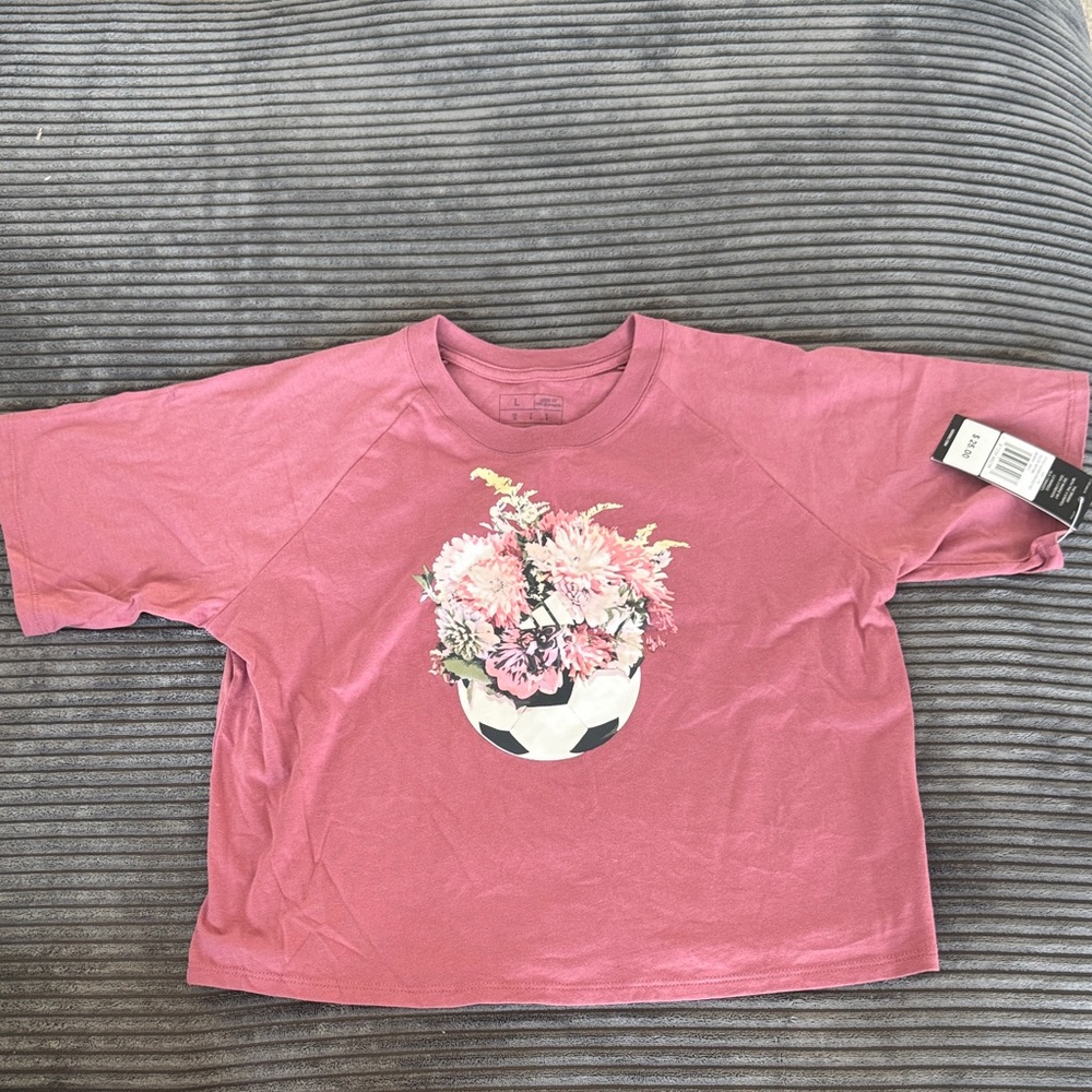 adidas Kids Floral Soccer Graphic Tee - Pink